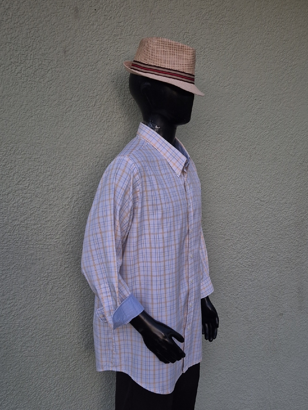 Paul Fredrick Men's Yellow Plaid Button-Down Luxury Shirt/Contrasting Accents - Picture 5 of 17